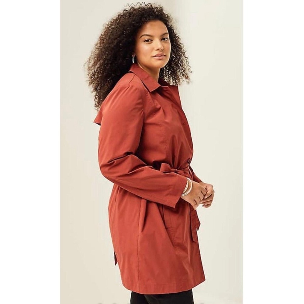 J. Jill Wearever Belted Trench Coat Pottery Terracotta XL Petite